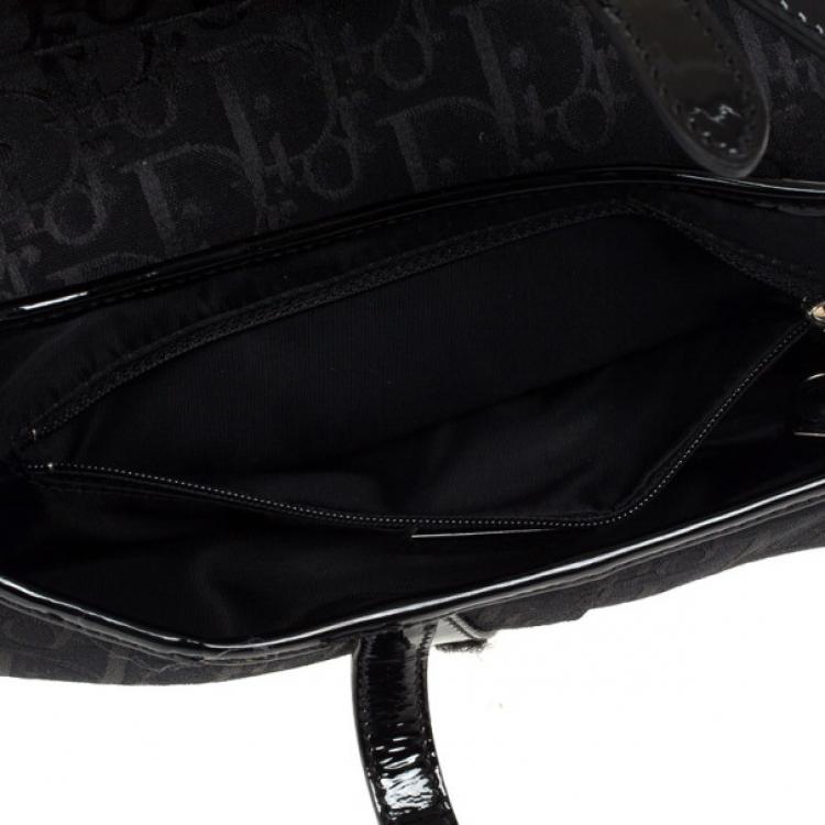 Pre Owned Christian Dior Black Monogram Canvas Saddle Bag 