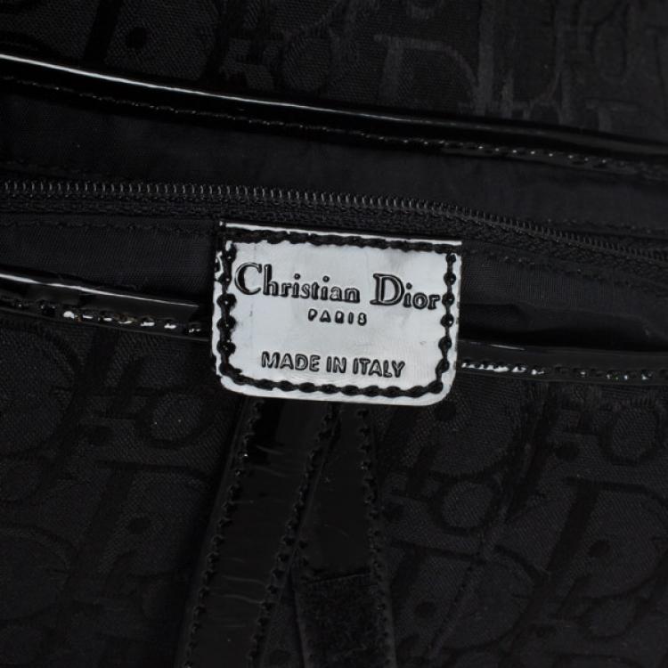 Pre Owned Christian Dior Black Monogram Canvas Saddle Bag 