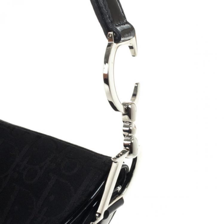 Pre Owned Christian Dior Black Monogram Canvas Saddle Bag 