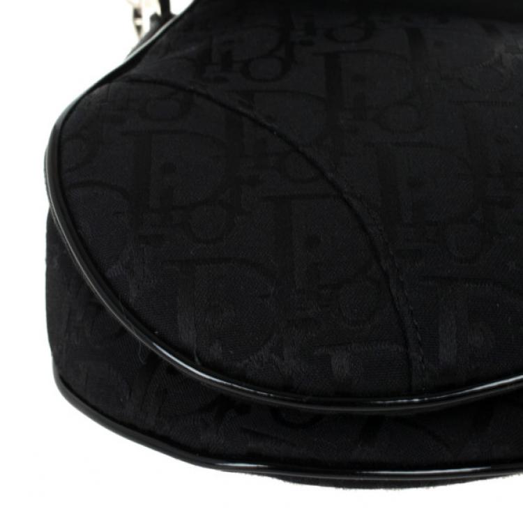 Pre Owned Christian Dior Black Monogram Canvas Saddle Bag 