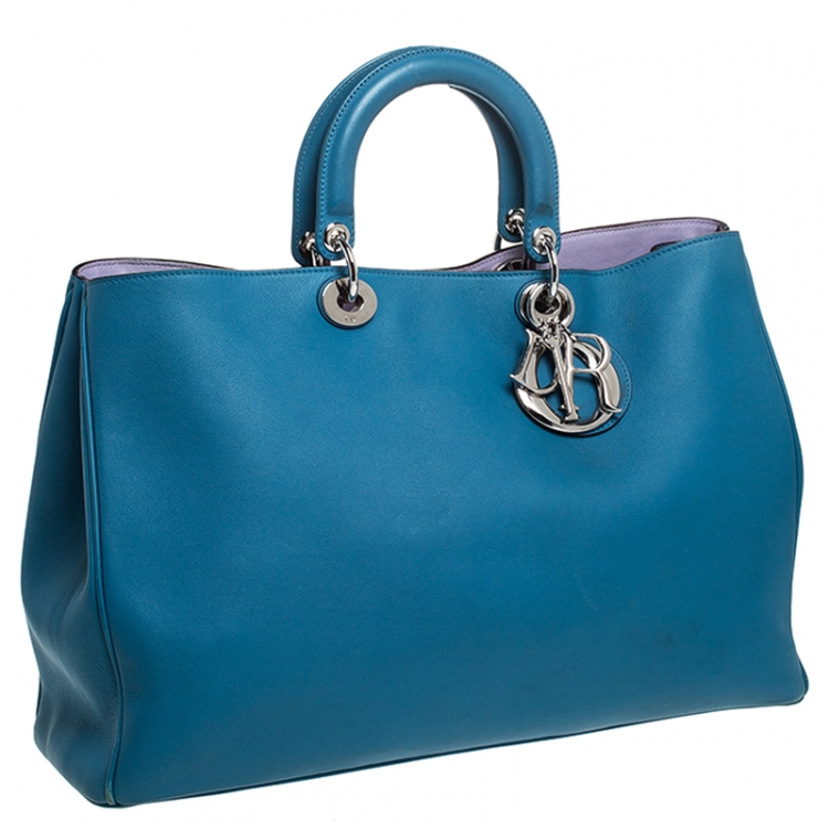 Pre Owned Dior Blue Leather Extra Large Diorissimo Shopper Tote