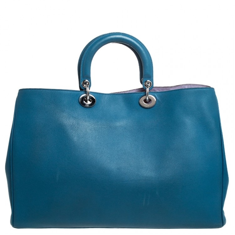 Pre Owned Dior Blue Leather Extra Large Diorissimo Shopper Tote