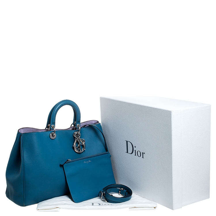 Pre Owned Dior Blue Leather Extra Large Diorissimo Shopper Tote