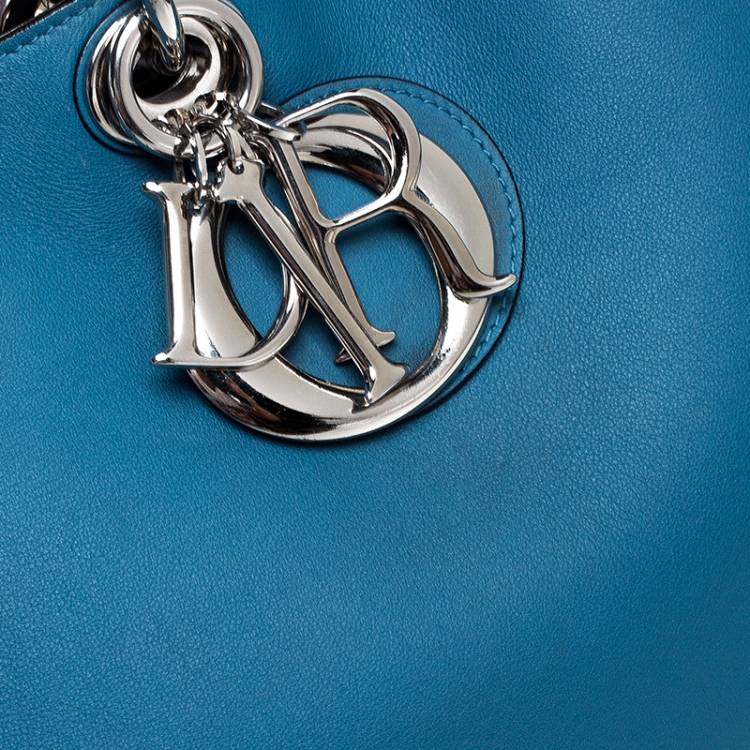 Pre Owned Dior Blue Leather Extra Large Diorissimo Shopper Tote