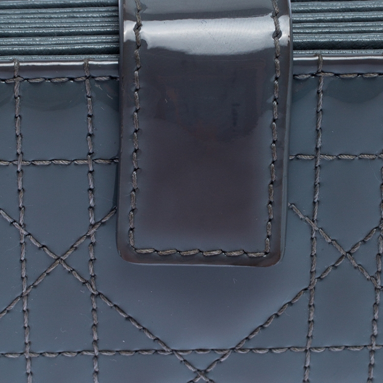 Pre Owned Dior Pale Blue Cannage Leather Gusset Card Holder