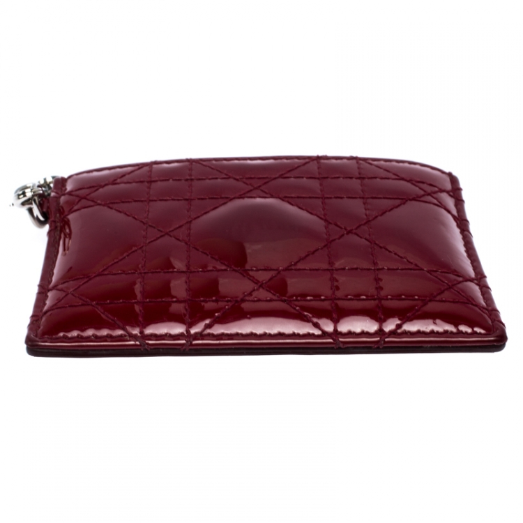مملوكة مسبقًا Dior Red Patent Leather Lady Dior Card Holder
