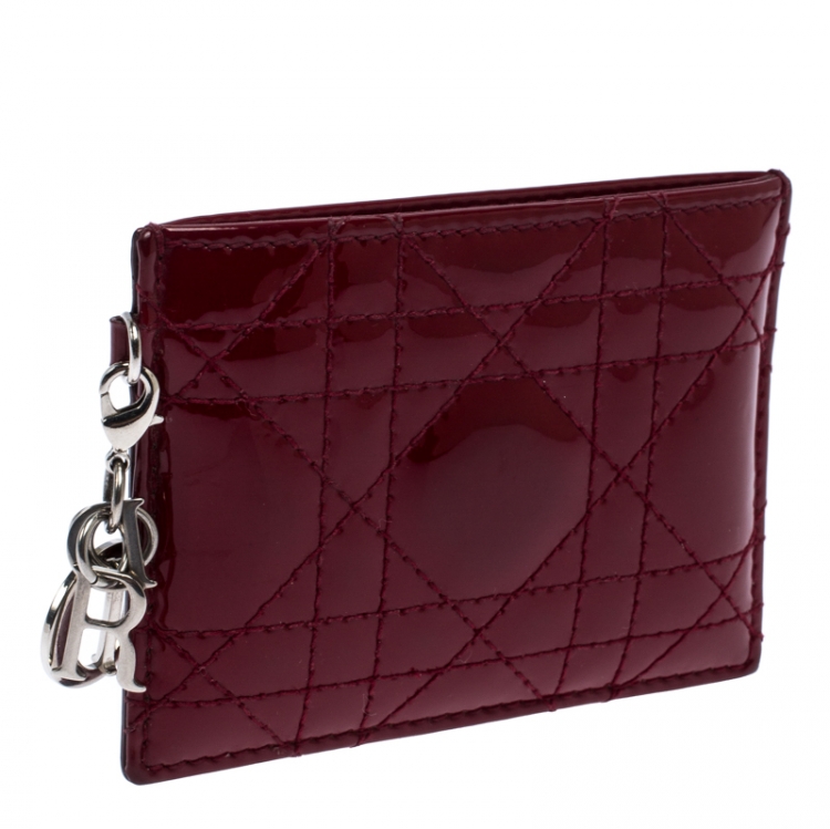 مملوكة مسبقًا Dior Red Patent Leather Lady Dior Card Holder