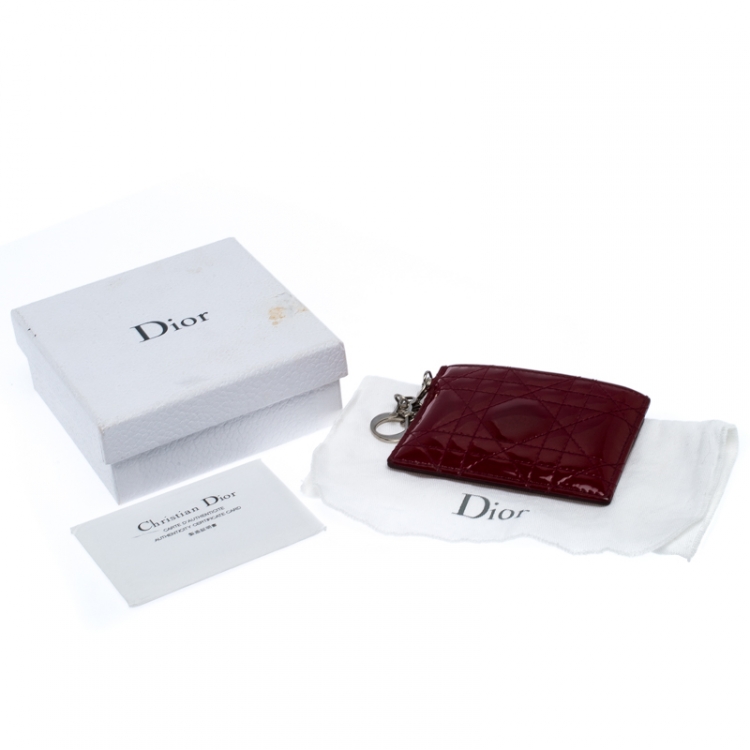 مملوكة مسبقًا Dior Red Patent Leather Lady Dior Card Holder