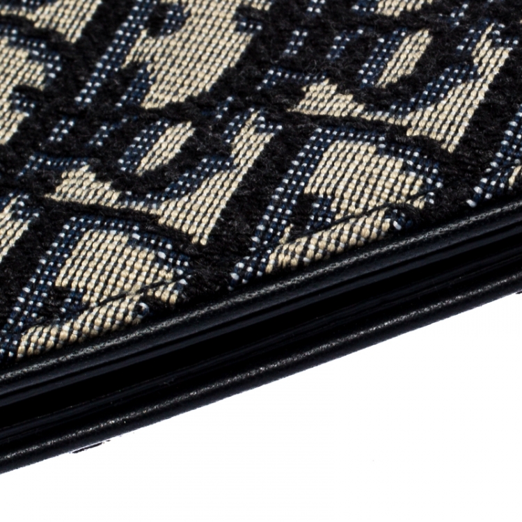Pre Owned Dior Navy Blue/White Oblique Canvas Saddle Coin Purse