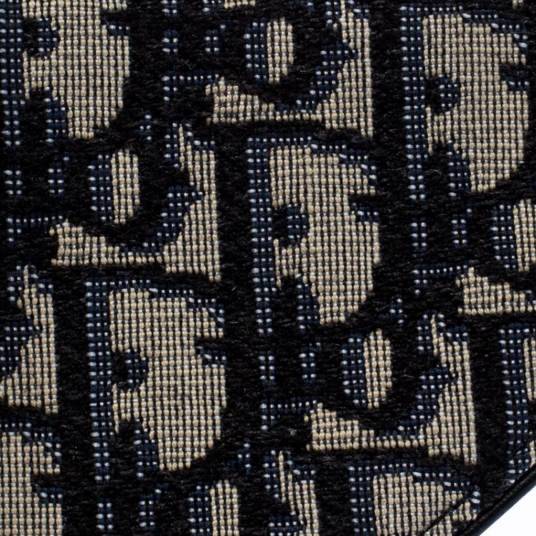 Pre Owned Dior Navy Blue/White Oblique Canvas Saddle Coin Purse