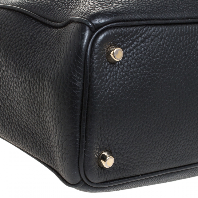 Pre Owned Dior Black Leather Medium Diorissimo Shopper Tote