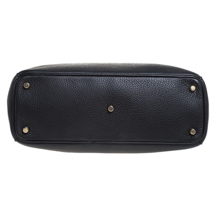 Pre Owned Dior Black Leather Medium Diorissimo Shopper Tote