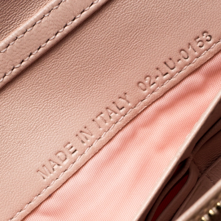 Pre Owned Dior Beige Cannage Leather Lady Dior Wallet On Chain