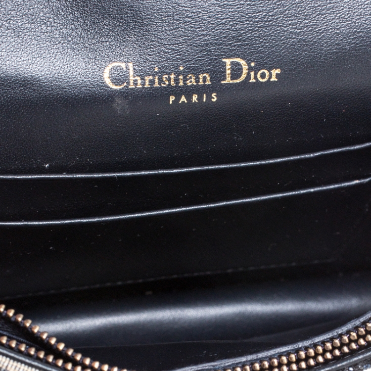 Pre Owned Dior Navy Blue/White Oblique Canvas and Leather Saddle Belt Bag