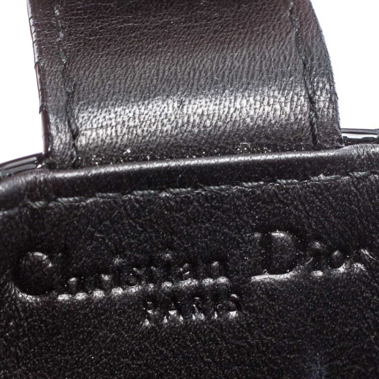Pre Owned Dior Black Cannage Patent Leather Gusset Card Holder