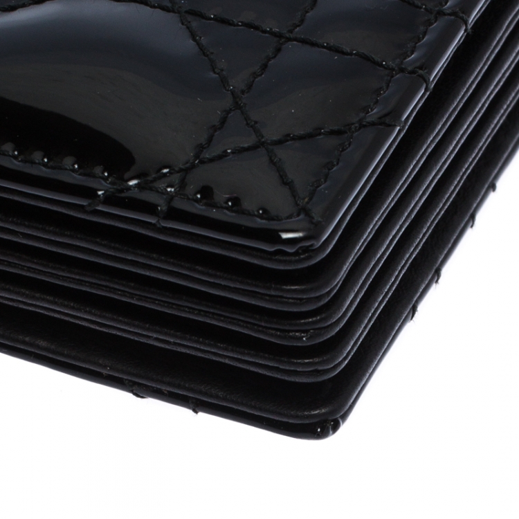 Pre Owned Dior Black Cannage Patent Leather Gusset Card Holder
