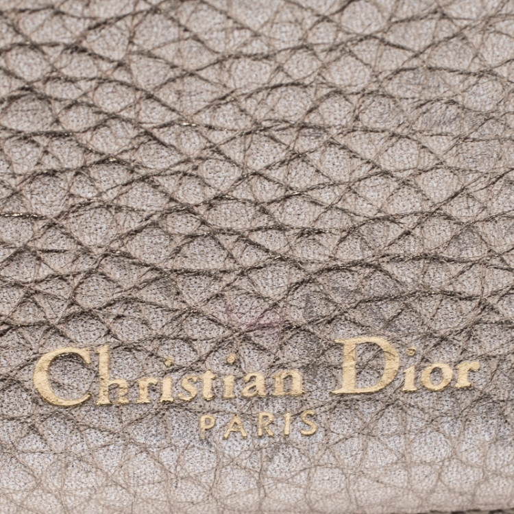 Pre Owned Dior Metallic Gold Cannage Leather Diorama Card Holder