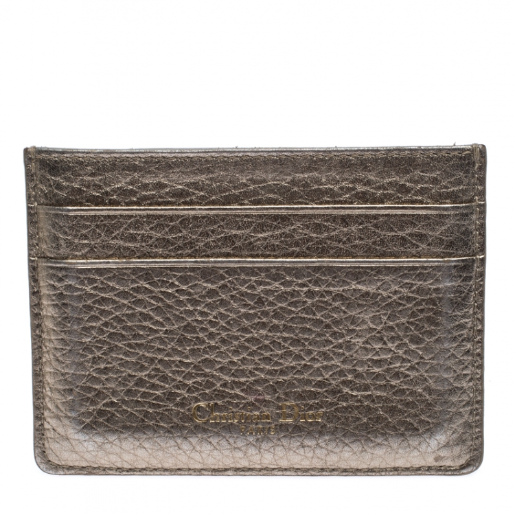 Pre Owned Dior Metallic Gold Cannage Leather Diorama Card Holder