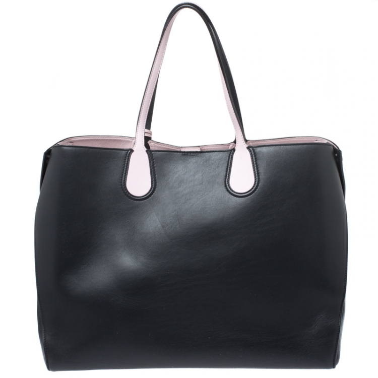 Pre Owned Dior Black Leather Large Dior Addict Shopper Tote