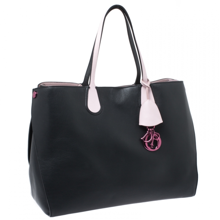 Pre Owned Dior Black Leather Large Dior Addict Shopper Tote