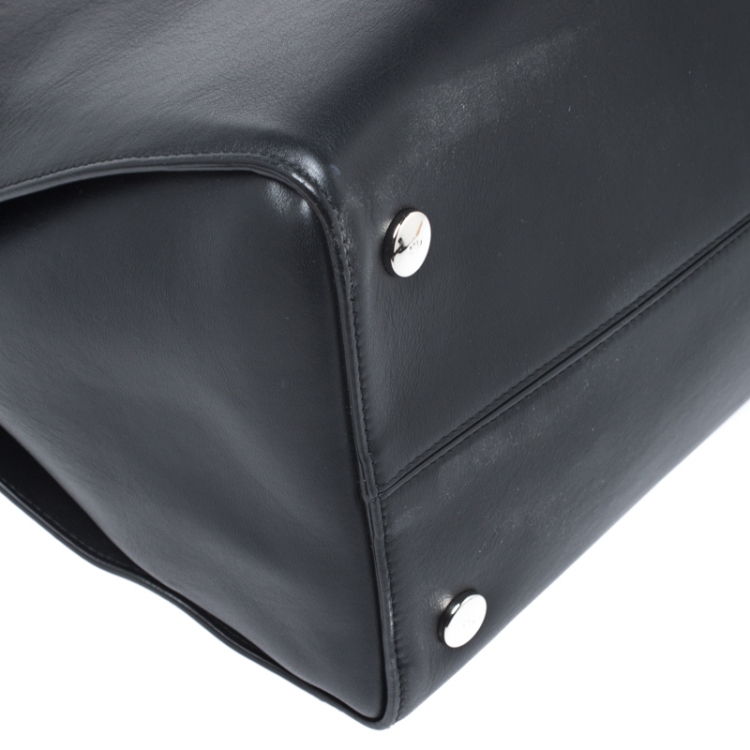 Pre Owned Dior Black Leather Large Dior Addict Shopper Tote