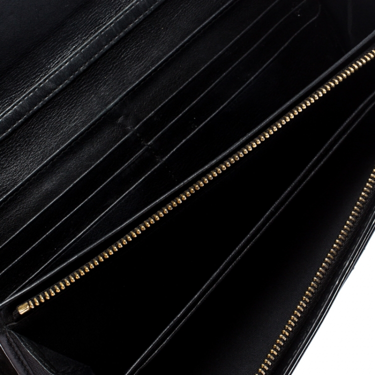 Pre Owned Dior Black Cannage Patent Leather Wallet on Chain