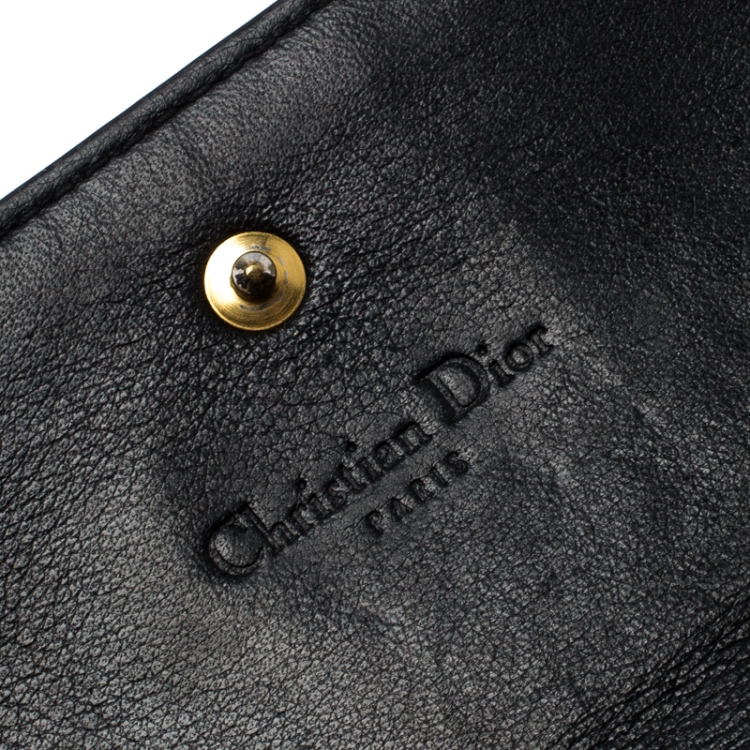 Pre Owned Dior Black Cannage Patent Leather Wallet on Chain