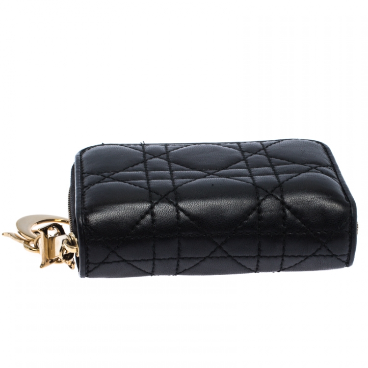 مملوكة مسبقًا Dior Black Quilted Leather Lady Dior Multi Card Holder