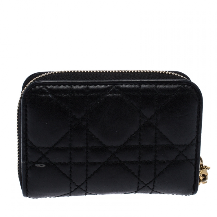 مملوكة مسبقًا Dior Black Quilted Leather Lady Dior Multi Card Holder