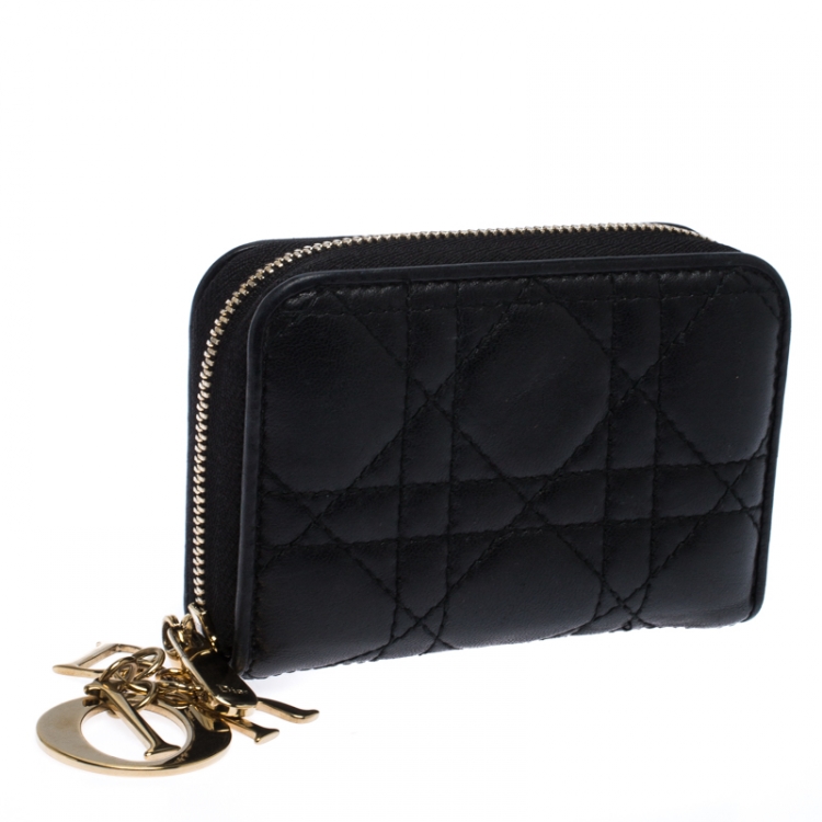 مملوكة مسبقًا Dior Black Quilted Leather Lady Dior Multi Card Holder