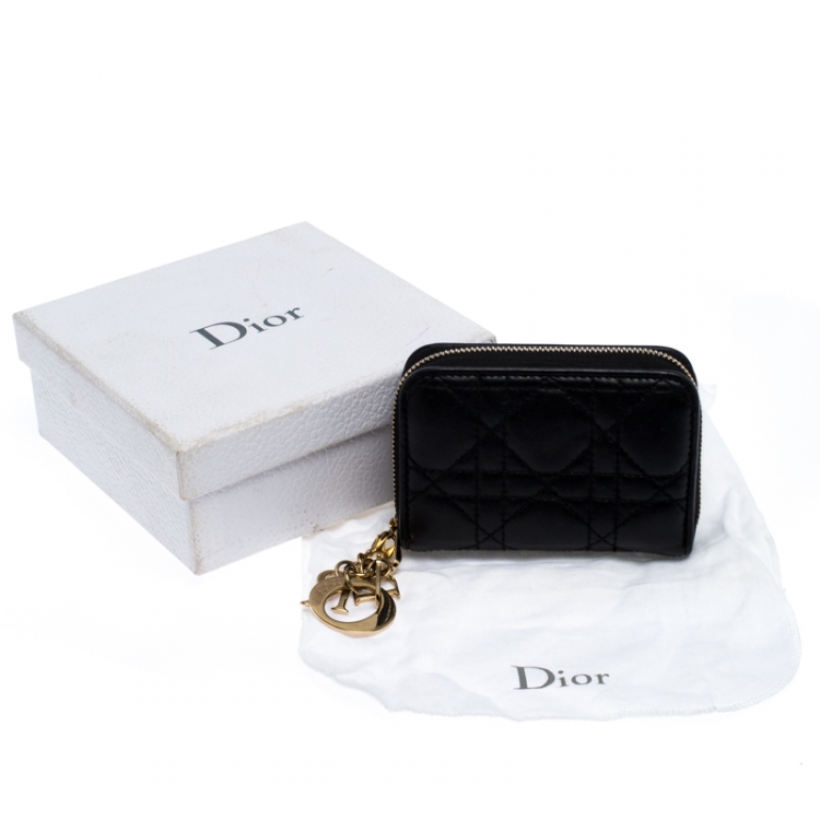 مملوكة مسبقًا Dior Black Quilted Leather Lady Dior Multi Card Holder