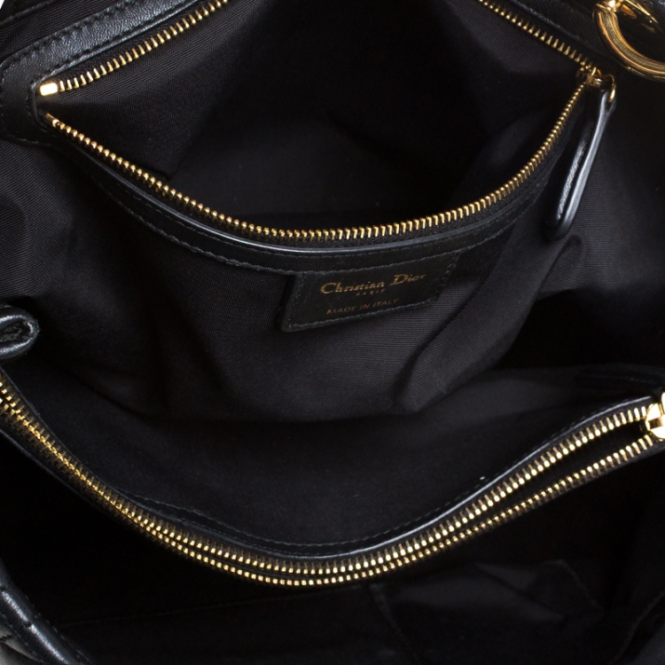 Pre Owned Dior Black Cannage Quilted Soft Leather Large Shopper Tote