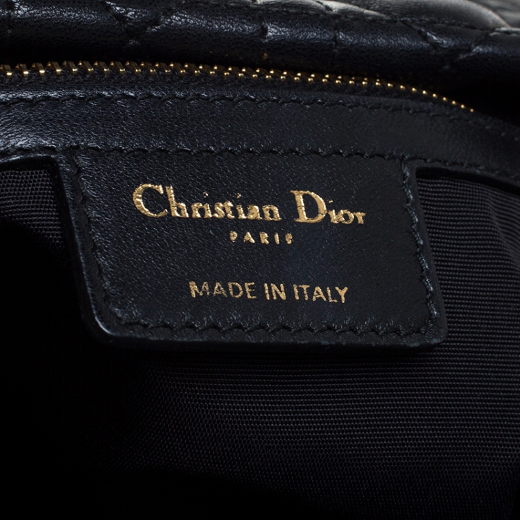 Pre Owned Dior Black Cannage Quilted Soft Leather Large Shopper Tote