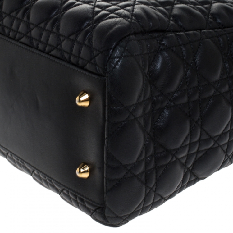 Pre Owned Dior Black Cannage Quilted Soft Leather Large Shopper Tote