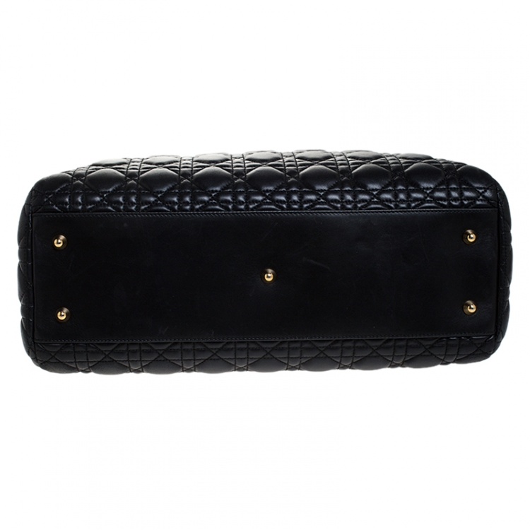 Pre Owned Dior Black Cannage Quilted Soft Leather Large Shopper Tote