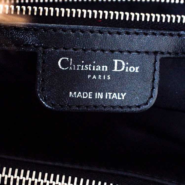 مملوكة مسبقًا Dior Black Cannage Nylon and Leather Charming Lock Satchel