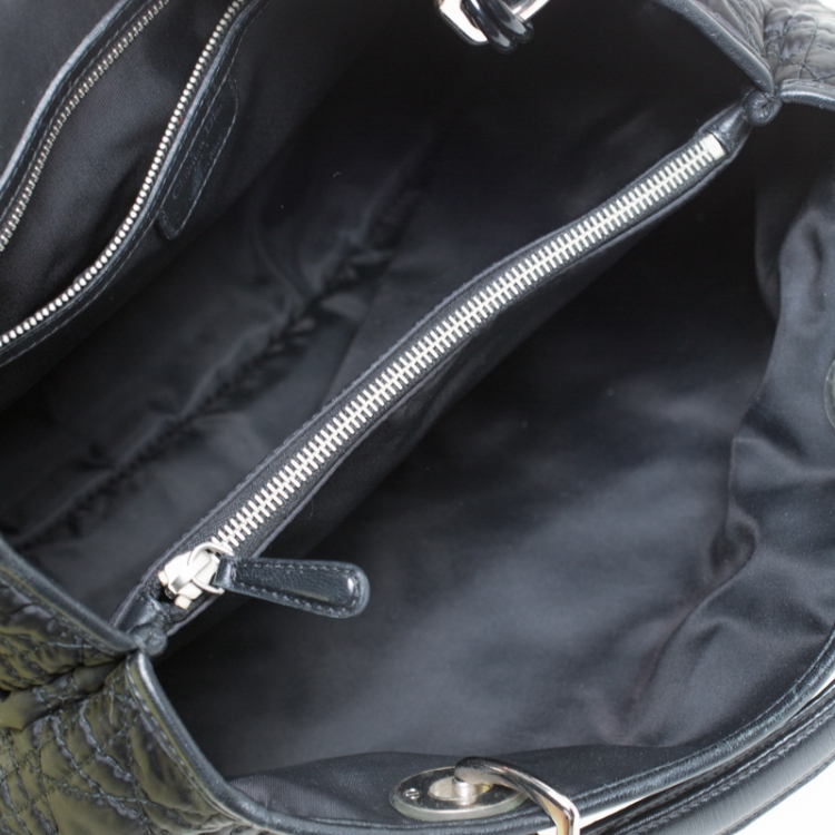مملوكة مسبقًا Dior Black Cannage Nylon and Leather Charming Lock Satchel