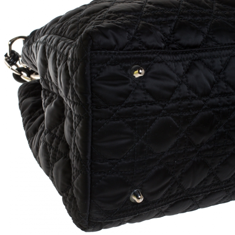مملوكة مسبقًا Dior Black Cannage Nylon and Leather Charming Lock Satchel