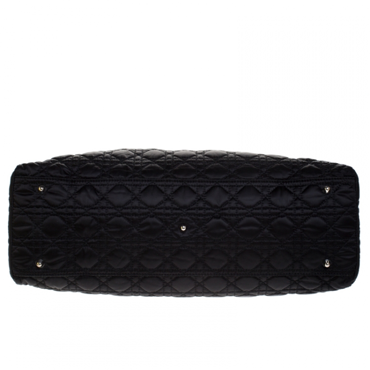 مملوكة مسبقًا Dior Black Cannage Nylon and Leather Charming Lock Satchel