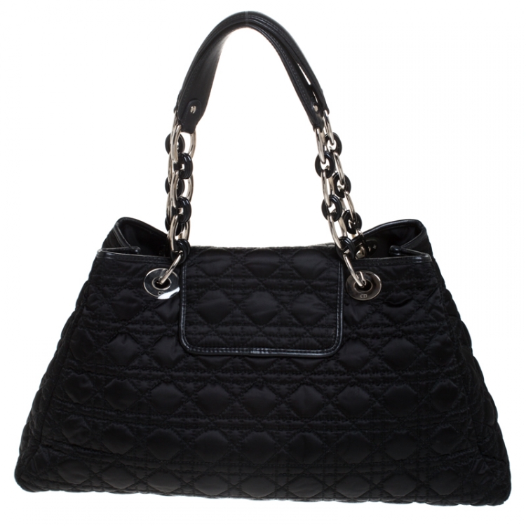 مملوكة مسبقًا Dior Black Cannage Nylon and Leather Charming Lock Satchel