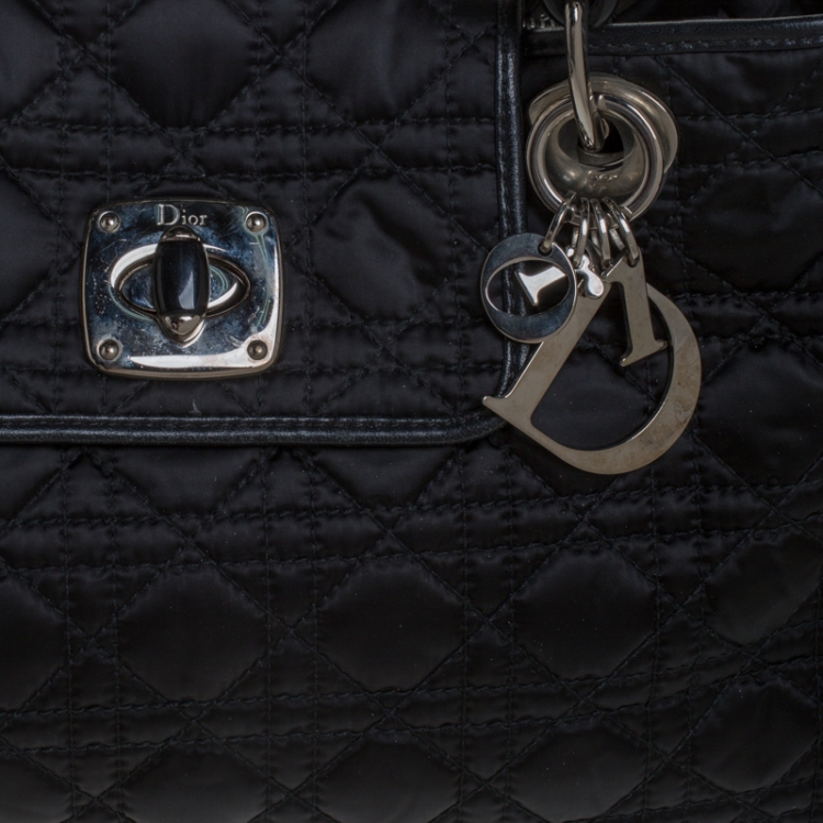 مملوكة مسبقًا Dior Black Cannage Nylon and Leather Charming Lock Satchel