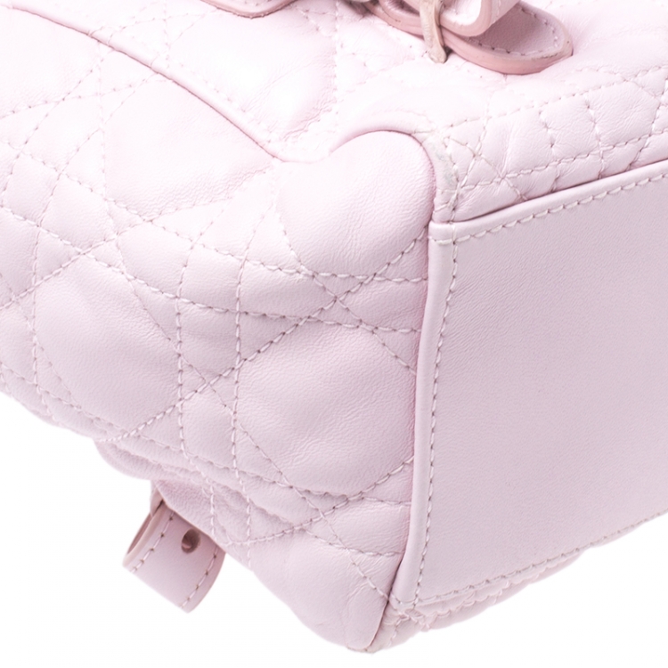 Pre Owned Dior Light Pink Cannage Leather Small Lucky Badge Stardust Backpack