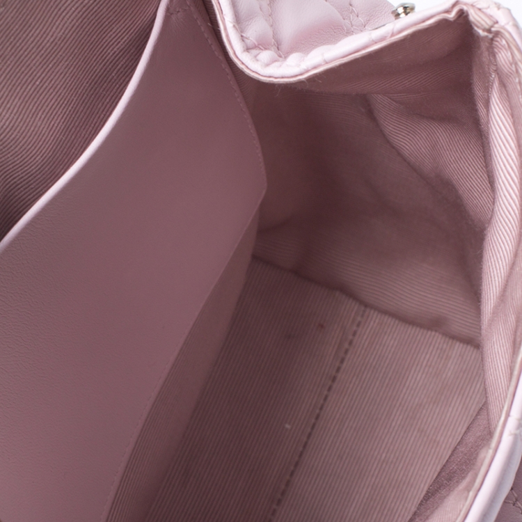 Pre Owned Dior Light Pink Cannage Leather Small Lucky Badge Stardust Backpack