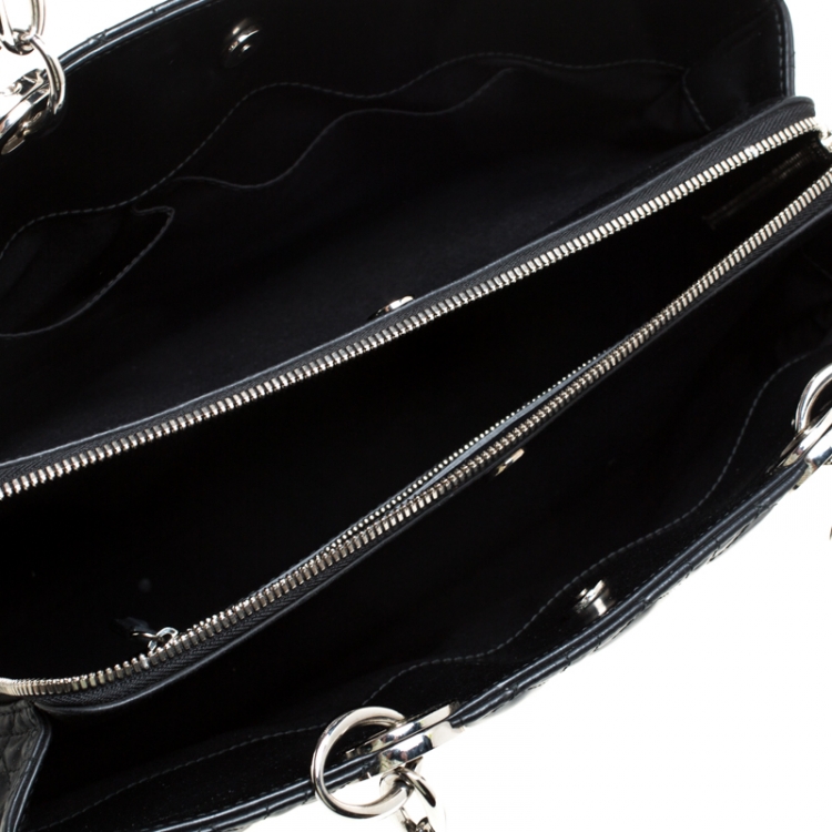 Pre Owned Dior Black Cannage Soft Leather Large Shopper Tote