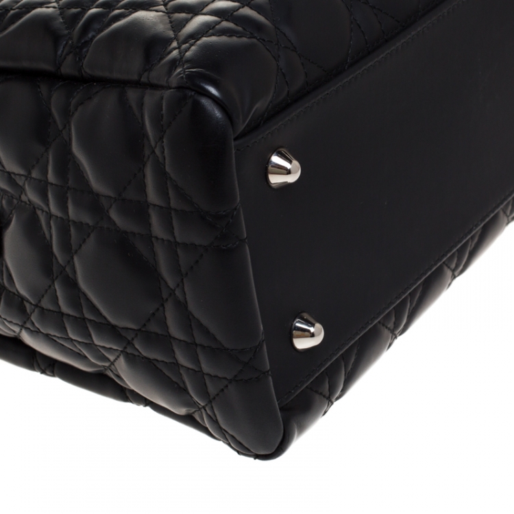 Pre Owned Dior Black Cannage Soft Leather Large Shopper Tote