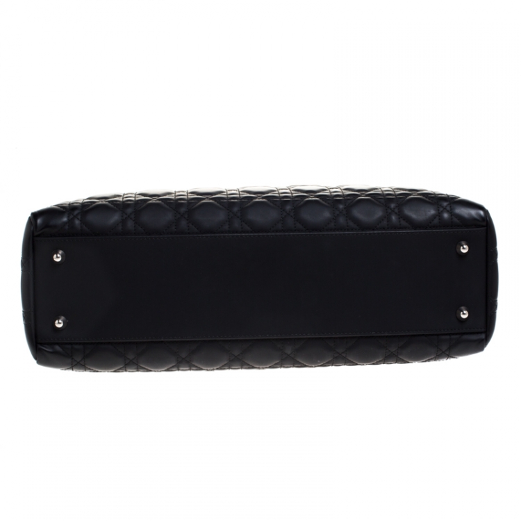 Pre Owned Dior Black Cannage Soft Leather Large Shopper Tote