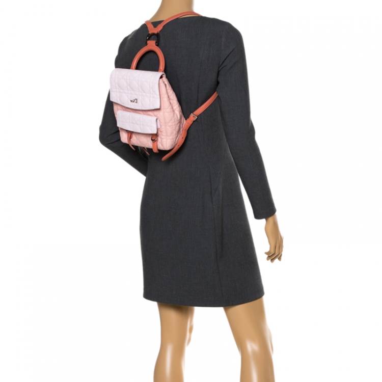 Pre Owned Dior Blush Pink/Ivory Cannage Leather Stardust Backpack
