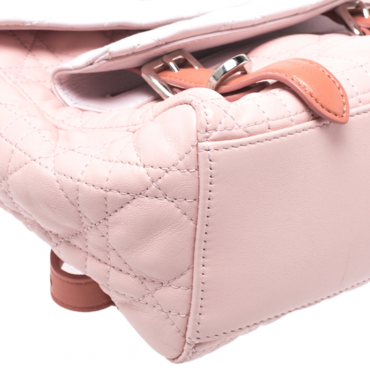 Pre Owned Dior Blush Pink/Ivory Cannage Leather Stardust Backpack