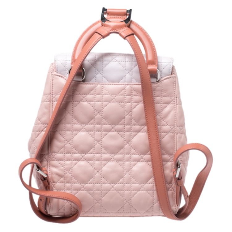 Pre Owned Dior Blush Pink/Ivory Cannage Leather Stardust Backpack