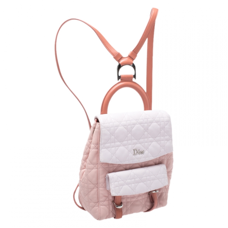 Pre Owned Dior Blush Pink/Ivory Cannage Leather Stardust Backpack